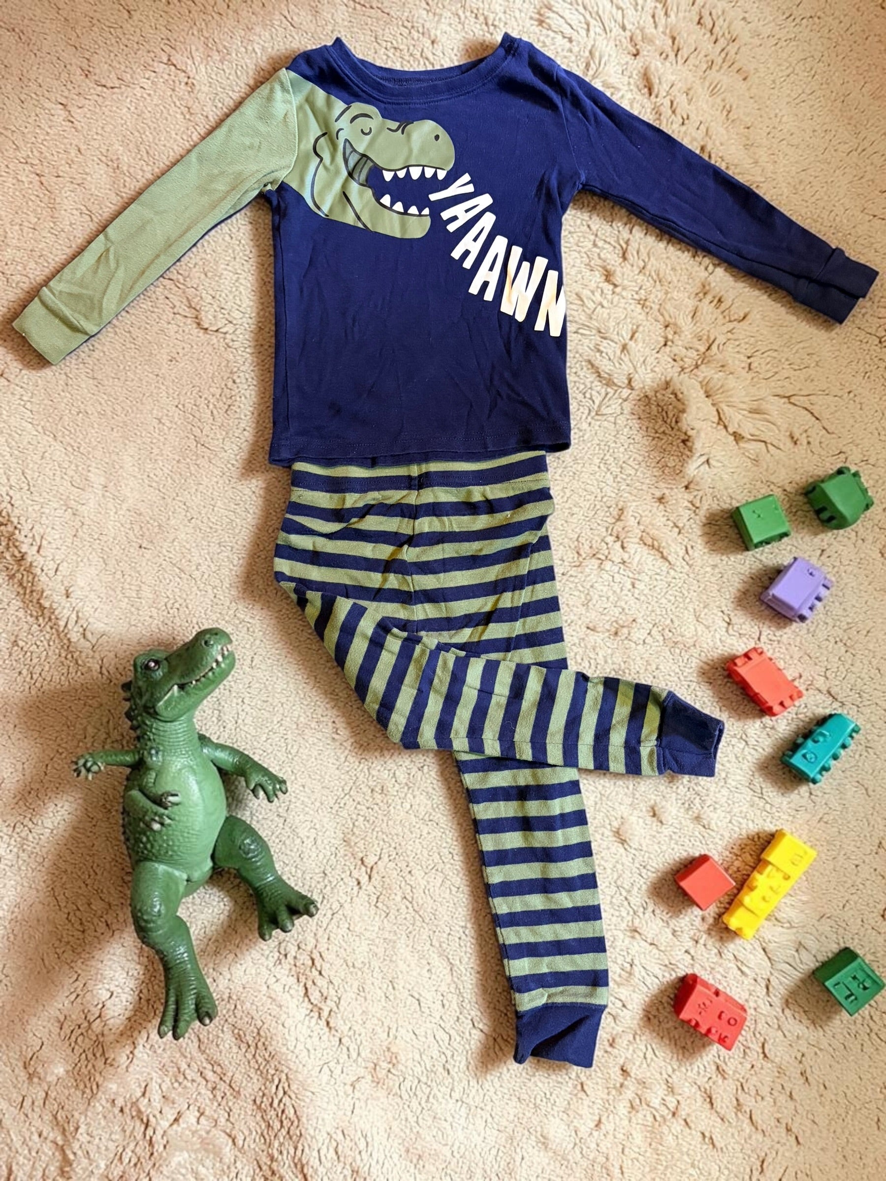 Old Navy Navy and Green Dinosaur Pajama Set